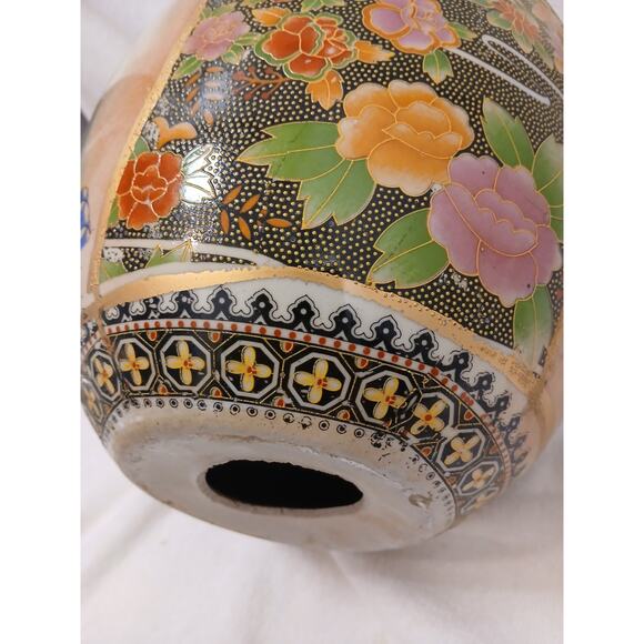 Vntg Huge Japanese Satsuma Egg Asian Decor Orient Hand Painted Cloisonne Floral - Picture 16 of 16